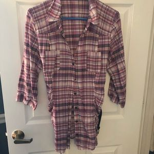 Pink plaid long shirt (perfect with leggings!)